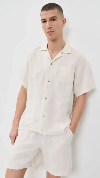 BATHER Short Sleeve Linen Camp Shirt White | Thumbnail 2 BATHER Short Sleeve Linen Camp Shirt White | Thumbnail 2
