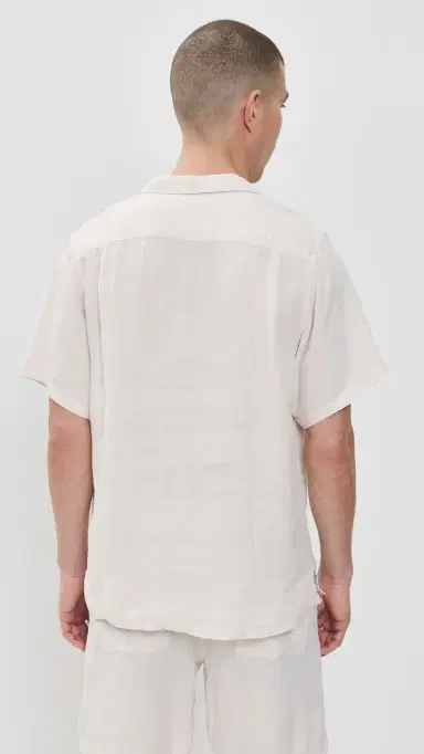 BATHER Short Sleeve Linen Camp Shirt White | Thumbnail 3 BATHER Short Sleeve Linen Camp Shirt White | Thumbnail 3