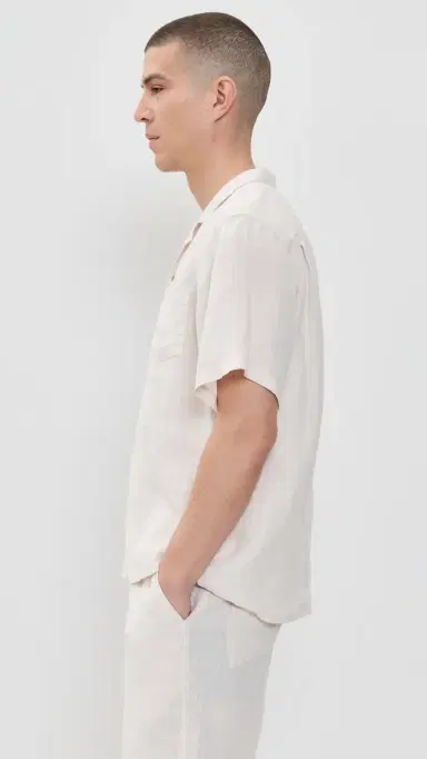 BATHER Short Sleeve Linen Camp Shirt White | Thumbnail 4 BATHER Short Sleeve Linen Camp Shirt White | Thumbnail 4