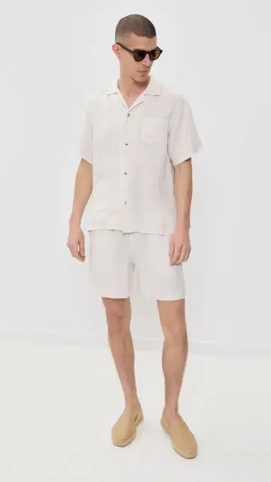 BATHER Short Sleeve Linen Camp Shirt White | Thumbnail 5 BATHER Short Sleeve Linen Camp Shirt White | Thumbnail 5