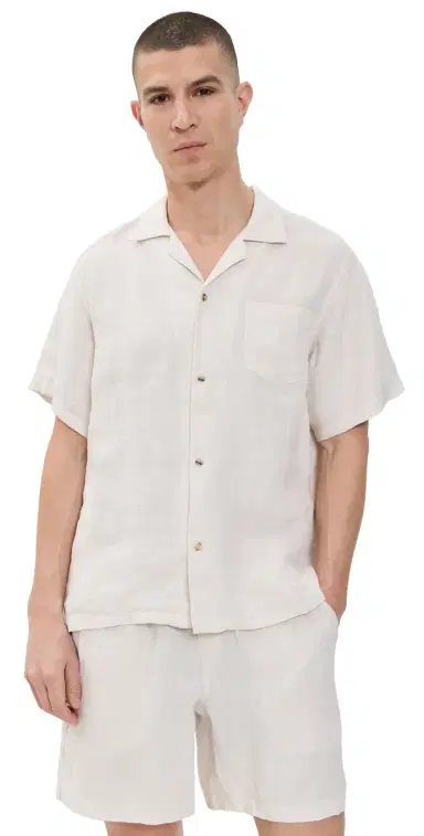 BATHER Short Sleeve Linen Camp Shirt White | Thumbnail 1 BATHER Short Sleeve Linen Camp Shirt White | Thumbnail 1