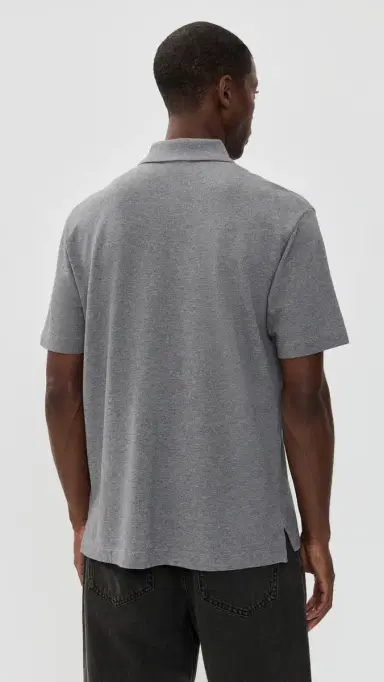 Maison Kitsuné Grey Fox Head Patch Comfort Polo Medium Grey Melange | Thumbnail 3 Maison Kitsuné Grey Fox Head Patch Comfort Polo Medium Grey Melange | Thumbnail 3