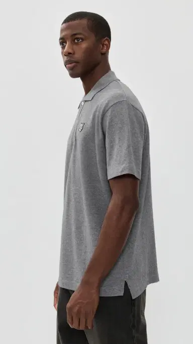 Maison Kitsuné Grey Fox Head Patch Comfort Polo Medium Grey Melange | Thumbnail 4 Maison Kitsuné Grey Fox Head Patch Comfort Polo Medium Grey Melange | Thumbnail 4