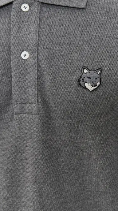 Maison Kitsuné Grey Fox Head Patch Comfort Polo Medium Grey Melange | Thumbnail 6 Maison Kitsuné Grey Fox Head Patch Comfort Polo Medium Grey Melange | Thumbnail 6