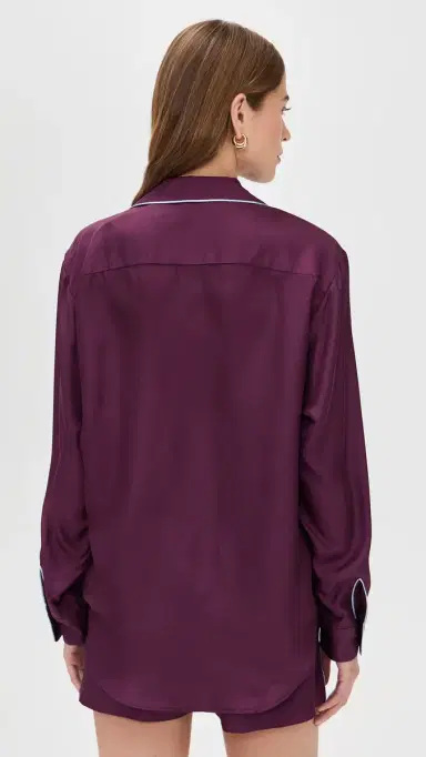 Comme Si Notched Collar Shirt Eggplant/Lt Blue L | Thumbnail 3 Comme Si Notched Collar Shirt Eggplant/Lt Blue L | Thumbnail 3
