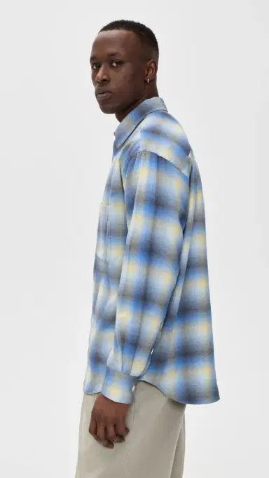 Aaron Levine Shadow Flannel Shirt Sapphire | Thumbnail 4 Aaron Levine Shadow Flannel Shirt Sapphire | Thumbnail 4