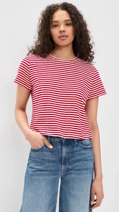 Madewell The Boxy Crop Tee in Soft Slub Festival Red | Thumbnail 2 Madewell The Boxy Crop Tee in Soft Slub Festival Red | Thumbnail 2