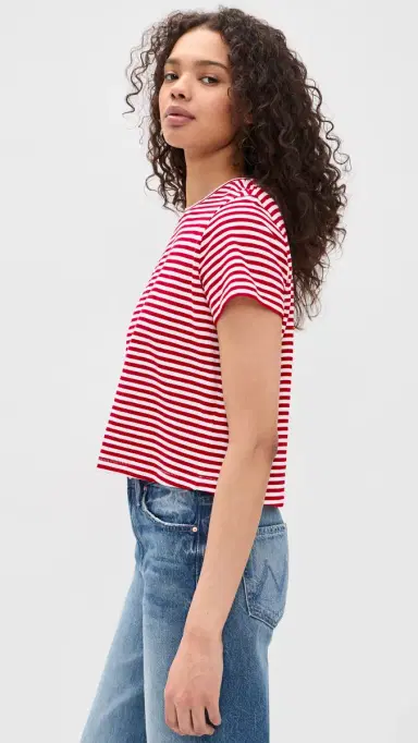 Madewell The Boxy Crop Tee in Soft Slub Festival Red | Thumbnail 4 Madewell The Boxy Crop Tee in Soft Slub Festival Red | Thumbnail 4