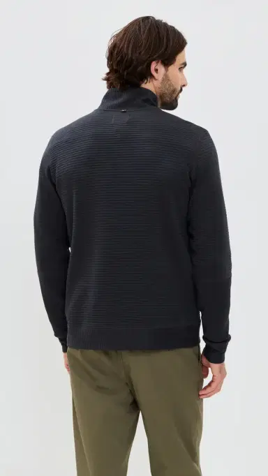 Billy Reid Quilted Half Zip Sweatshirt Dark Navy | Thumbnail 3 Billy Reid Quilted Half Zip Sweatshirt Dark Navy | Thumbnail 3
