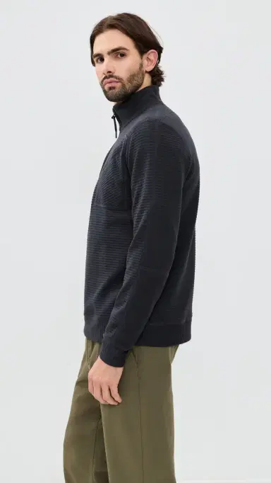 Billy Reid Quilted Half Zip Sweatshirt Dark Navy | Thumbnail 4 Billy Reid Quilted Half Zip Sweatshirt Dark Navy | Thumbnail 4