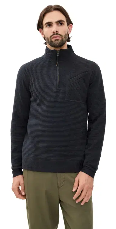 Billy Reid Quilted Half Zip Sweatshirt Dark Navy | Thumbnail 1 Billy Reid Quilted Half Zip Sweatshirt Dark Navy | Thumbnail 1