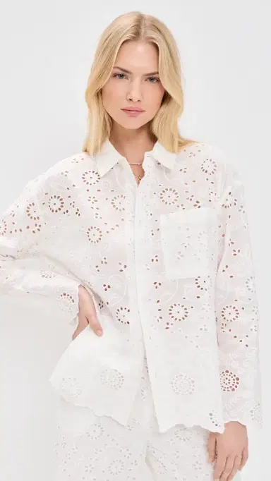 Splendid x @Cellajaneblog Eyelet Button Down White M | Thumbnail 2 Splendid x @Cellajaneblog Eyelet Button Down White M | Thumbnail 2