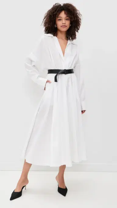 Norma Kamali Super Oversized Boyfriend Neck Flared Shirt Dress now White | Thumbnail 2 Norma Kamali Super Oversized Boyfriend Neck Flared Shirt Dress now White | Thumbnail 2