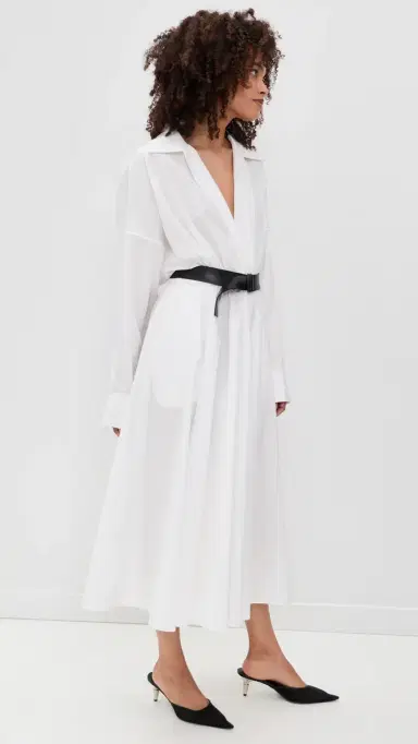 Norma Kamali Super Oversized Boyfriend Neck Flared Shirt Dress now White | Thumbnail 4 Norma Kamali Super Oversized Boyfriend Neck Flared Shirt Dress now White | Thumbnail 4