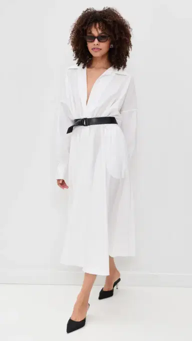 Norma Kamali Super Oversized Boyfriend Neck Flared Shirt Dress now White | Thumbnail 5 Norma Kamali Super Oversized Boyfriend Neck Flared Shirt Dress now White | Thumbnail 5