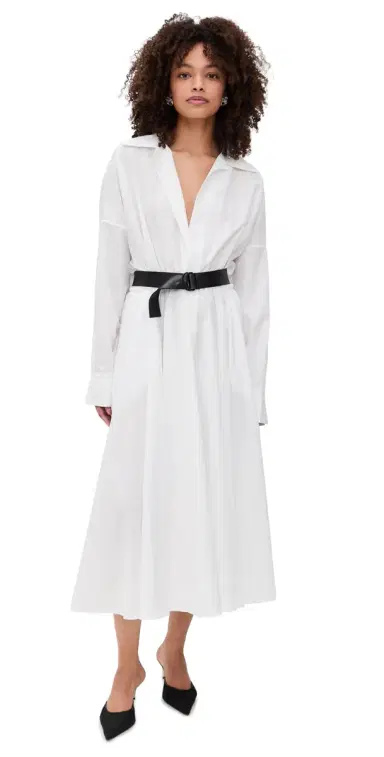 Norma Kamali Super Oversized Boyfriend Neck Flared Shirt Dress now White | Thumbnail 1 Norma Kamali Super Oversized Boyfriend Neck Flared Shirt Dress now White | Thumbnail 1
