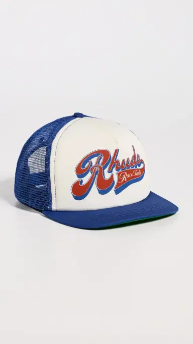 Rhude Pit Stop Trucker Cap White/Blue/Red One Size | Thumbnail 2 Rhude Pit Stop Trucker Cap White/Blue/Red One Size | Thumbnail 2