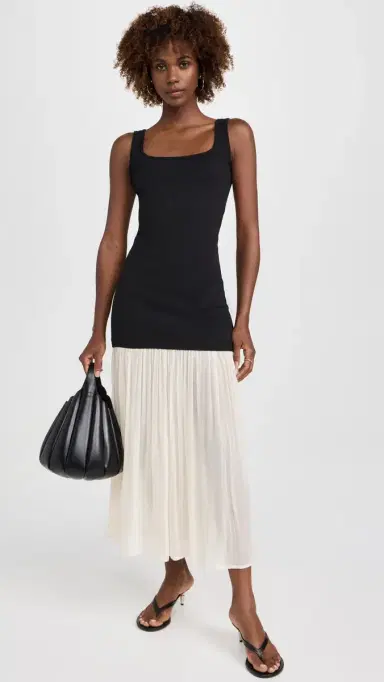 Pixie Market Gia Chiffon Hem Tank Dress Black/White | Thumbnail 2 Pixie Market Gia Chiffon Hem Tank Dress Black/White | Thumbnail 2