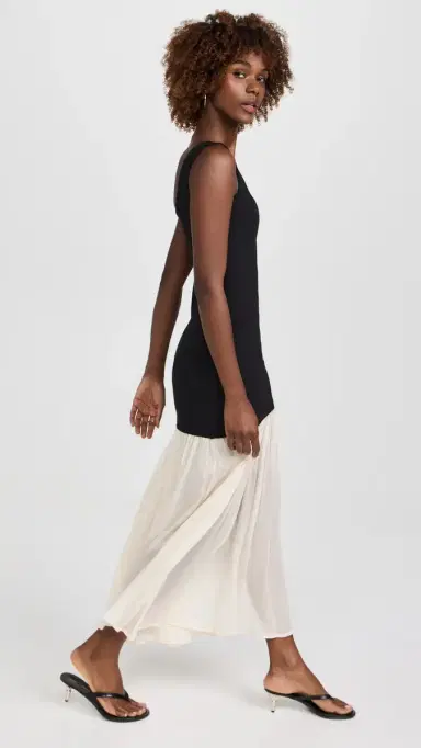 Pixie Market Gia Chiffon Hem Tank Dress Black/White | Thumbnail 4 Pixie Market Gia Chiffon Hem Tank Dress Black/White | Thumbnail 4