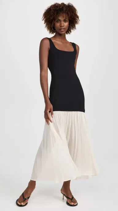 Pixie Market Gia Chiffon Hem Tank Dress Black/White | Thumbnail 5 Pixie Market Gia Chiffon Hem Tank Dress Black/White | Thumbnail 5