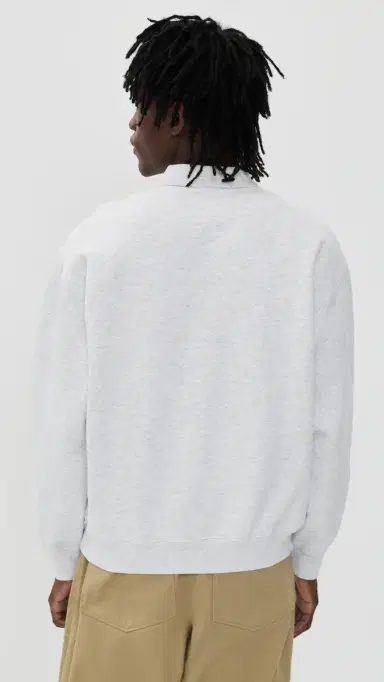 Carhartt WIP WIP Label Polo Sweatshirt Ash Heather | Thumbnail 3 Carhartt WIP WIP Label Polo Sweatshirt Ash Heather | Thumbnail 3