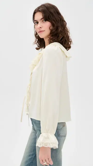 WAYF acey Tie Front Top Cream | Thumbnail 4 WAYF acey Tie Front Top Cream | Thumbnail 4
