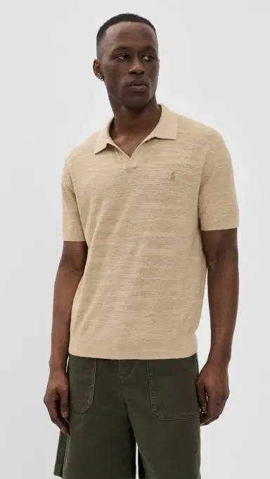 Polo Ralph Lauren Textured Cotton Polo Shirt Dune Tan/Deckwash White | Thumbnail 2 Polo Ralph Lauren Textured Cotton Polo Shirt Dune Tan/Deckwash White | Thumbnail 2