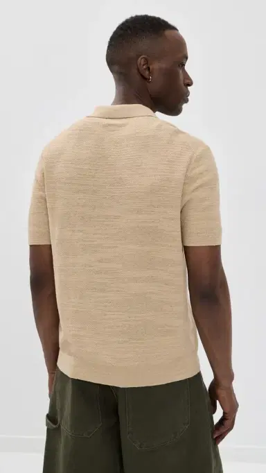 Polo Ralph Lauren Textured Cotton Polo Shirt Dune Tan/Deckwash White | Thumbnail 3 Polo Ralph Lauren Textured Cotton Polo Shirt Dune Tan/Deckwash White | Thumbnail 3