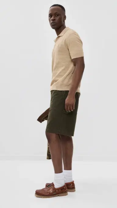 Polo Ralph Lauren Textured Cotton Polo Shirt Dune Tan/Deckwash White | Thumbnail 4 Polo Ralph Lauren Textured Cotton Polo Shirt Dune Tan/Deckwash White | Thumbnail 4