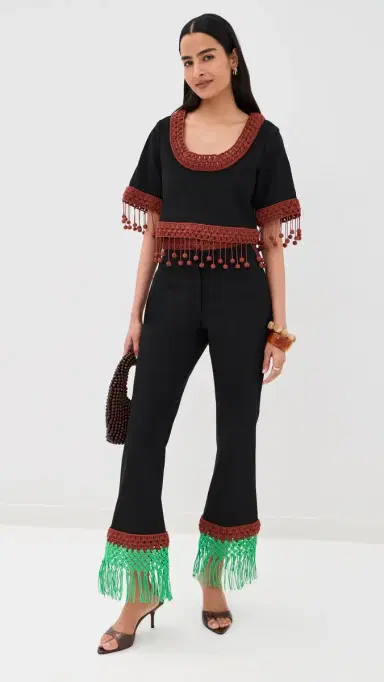 Rosie Assoulin Macrame Pizzants Pants Black | Thumbnail 5 Rosie Assoulin Macrame Pizzants Pants Black | Thumbnail 5