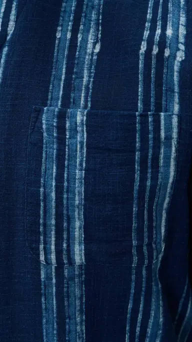 Faherty Short Sleeve Indigo Camp Shirt Northern Blue Indigo Stripe | Thumbnail 6 Faherty Short Sleeve Indigo Camp Shirt Northern Blue Indigo Stripe | Thumbnail 6