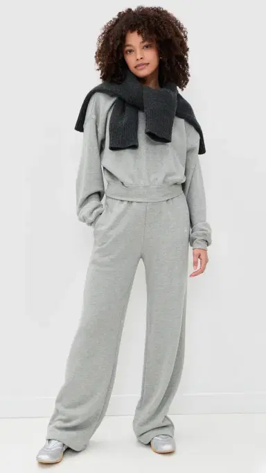 Éterne Oversized Wide Leg weatpants Heather Grey | Thumbnail 5 Éterne Oversized Wide Leg weatpants Heather Grey | Thumbnail 5