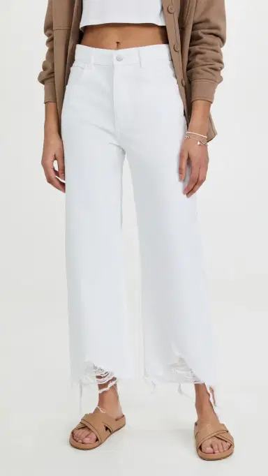 DL1961 Hepburn Wide Leg High Rise Jeans White Distressed | Thumbnail 2 DL1961 Hepburn Wide Leg High Rise Jeans White Distressed | Thumbnail 2