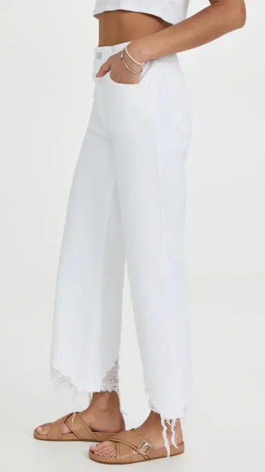 DL1961 Hepburn Wide Leg High Rise Jeans White Distressed | Thumbnail 4 DL1961 Hepburn Wide Leg High Rise Jeans White Distressed | Thumbnail 4