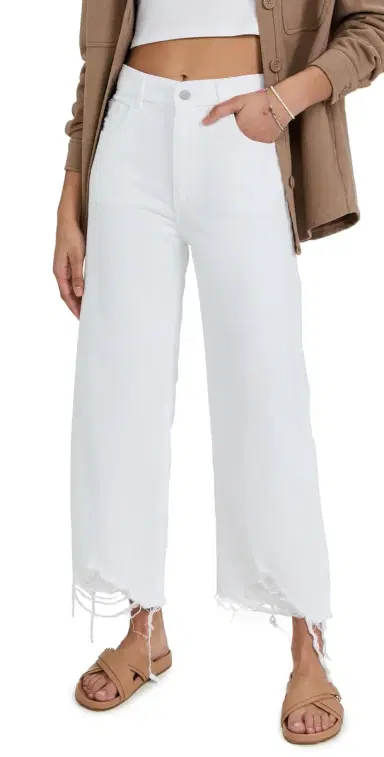 DL1961 Hepburn Wide Leg High Rise Jeans White Distressed | Thumbnail 1 DL1961 Hepburn Wide Leg High Rise Jeans White Distressed | Thumbnail 1