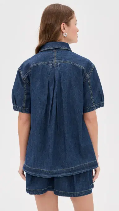 Free People Griselda Denim Button Down and Shorts Set Sea Dream Wash | Thumbnail 3 Free People Griselda Denim Button Down and Shorts Set Sea Dream Wash | Thumbnail 3