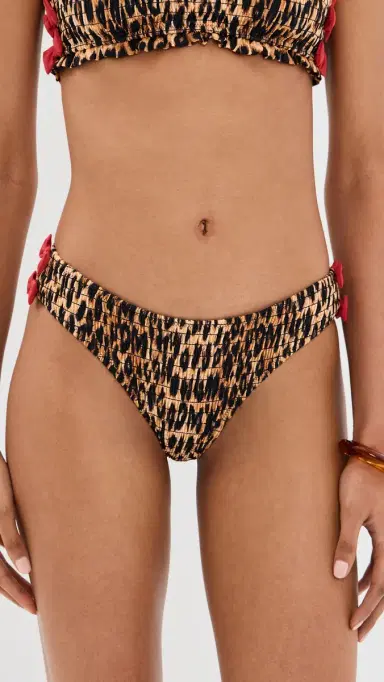 Damson Madder Shirred Bow Bikini Bottoms Brown 12 | Thumbnail 2 Damson Madder Shirred Bow Bikini Bottoms Brown 12 | Thumbnail 2