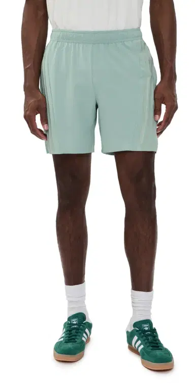 adidas D4T 3 Stripe Workout Shorts 7 Wonder Sage | Thumbnail 1 adidas D4T 3 Stripe Workout Shorts 7 Wonder Sage | Thumbnail 1