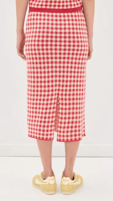 Guest In Residence Gingham Long Skirt Scarlet/Mist | Thumbnail 3 Guest In Residence Gingham Long Skirt Scarlet/Mist | Thumbnail 3