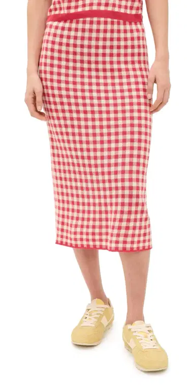 Guest In Residence Gingham Long Skirt Scarlet/Mist | Thumbnail 1 Guest In Residence Gingham Long Skirt Scarlet/Mist | Thumbnail 1