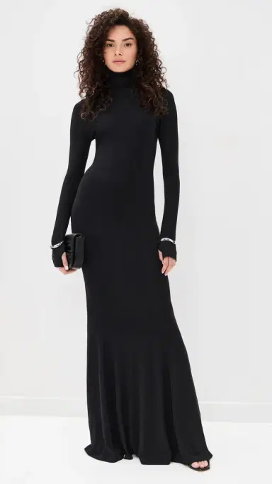 Norma Kamali Long Sleeve Turtle Fishtail Gown Black | Thumbnail 2 Norma Kamali Long Sleeve Turtle Fishtail Gown Black | Thumbnail 2