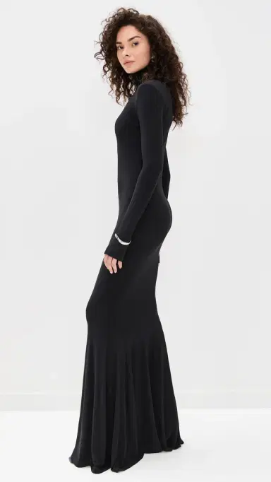 Norma Kamali Long Sleeve Turtle Fishtail Gown Black | Thumbnail 4 Norma Kamali Long Sleeve Turtle Fishtail Gown Black | Thumbnail 4