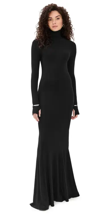 Norma Kamali Long Sleeve Turtle Fishtail Gown Black | Thumbnail 1 Norma Kamali Long Sleeve Turtle Fishtail Gown Black | Thumbnail 1