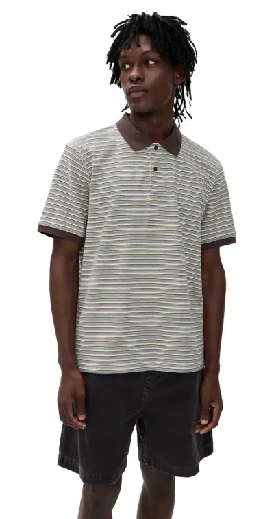 Carhartt WIP Short Sleeve Dion Polo Dion tripe/Wax | Thumbnail 1 Carhartt WIP Short Sleeve Dion Polo Dion tripe/Wax | Thumbnail 1