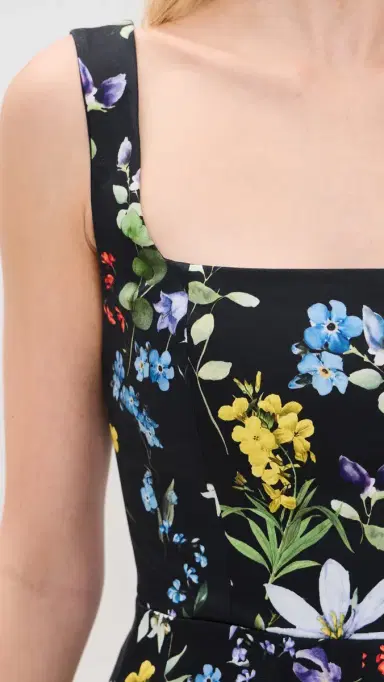 ALICE + OLIVIA Veda Pleated Mini Dress Twisting Vines Black | Thumbnail 6 ALICE + OLIVIA Veda Pleated Mini Dress Twisting Vines Black | Thumbnail 6