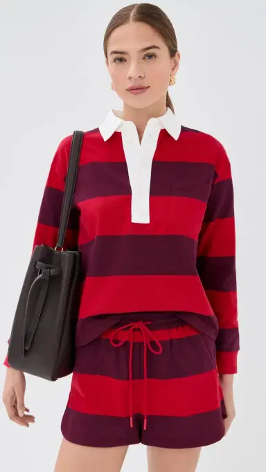 LE BOP Hayley Cropped Polo Red/Burgundy S | Thumbnail 2 LE BOP Hayley Cropped Polo Red/Burgundy S | Thumbnail 2