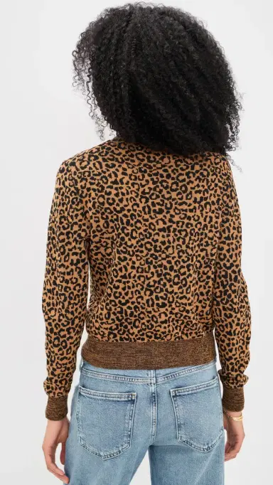 The Great. THE GREAT. The Shrunken V Neck Cardigan Leopard 3 | Thumbnail 3 The Great. THE GREAT. The Shrunken V Neck Cardigan Leopard 3 | Thumbnail 3