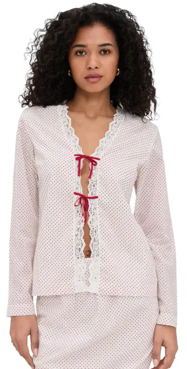 Posse Marlowe Blouse Cream & Red Polka Dot | Thumbnail 1 Posse Marlowe Blouse Cream & Red Polka Dot | Thumbnail 1