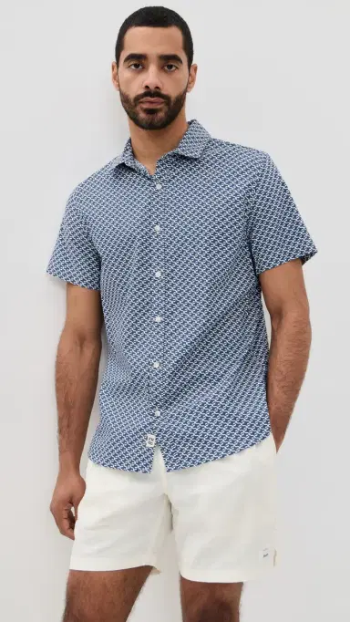 Fair Harbor The Short Sleeve Windward Shirt Navy Geo | Thumbnail 2 Fair Harbor The Short Sleeve Windward Shirt Navy Geo | Thumbnail 2