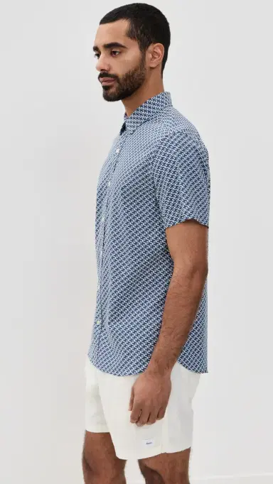 Fair Harbor The Short Sleeve Windward Shirt Navy Geo | Thumbnail 4 Fair Harbor The Short Sleeve Windward Shirt Navy Geo | Thumbnail 4